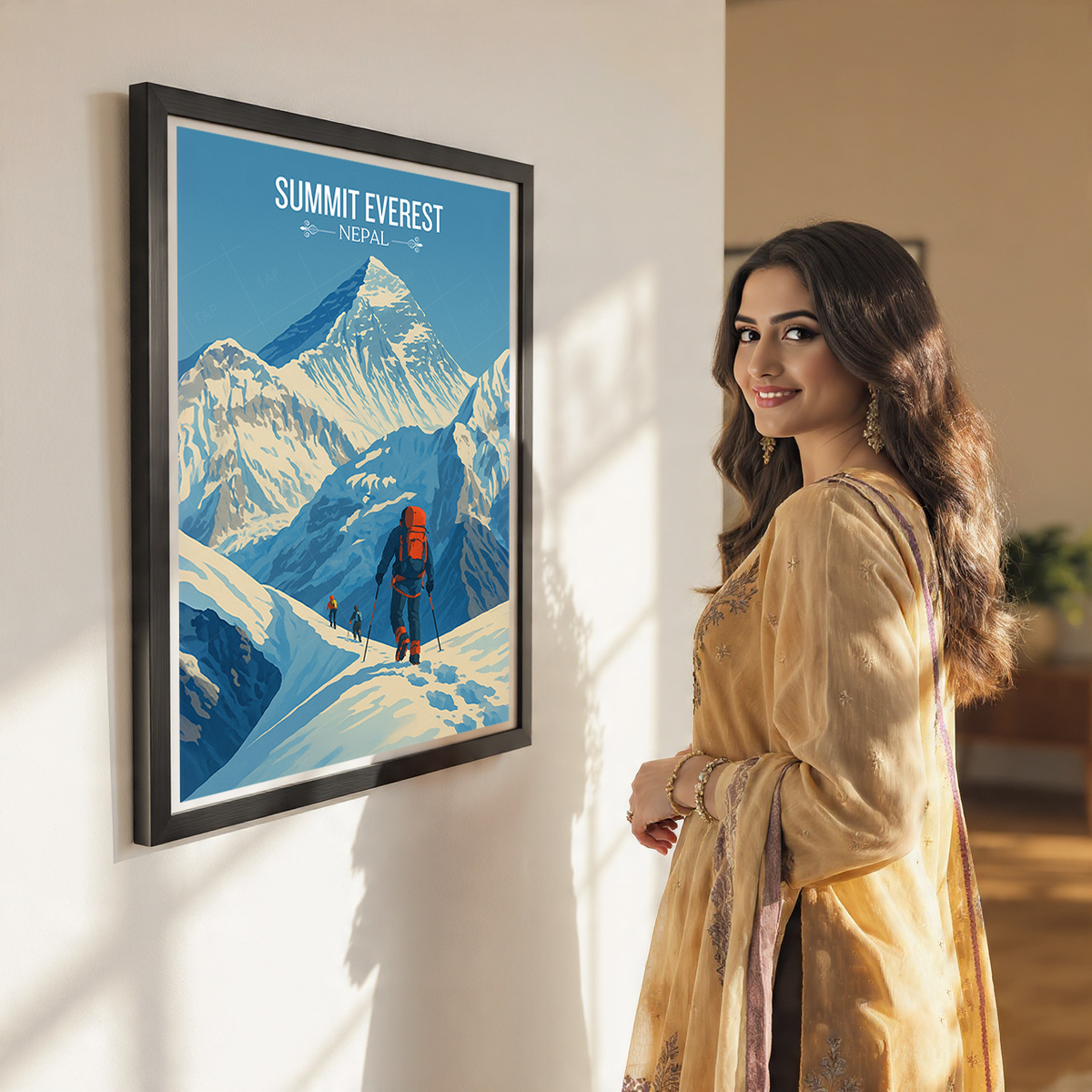 Everest - Nepal - Travel Wall Art Deco Poster Print