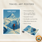 Everest - Nepal - Travel Wall Art Deco Poster Print