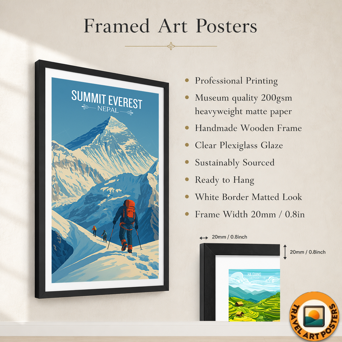 Everest - Nepal - Travel Wall Art Deco Poster Print