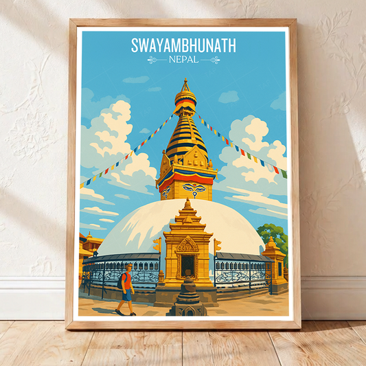 Swayambhunath - Nepal - Travel Wall Art Deco Poster Print - Art Print - Travel Art Poster