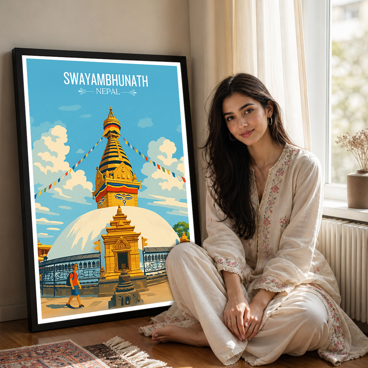 Swayambhunath - Nepal - Travel Wall Art Deco Poster Print
