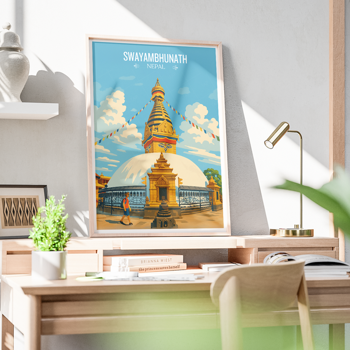 Swayambhunath - Nepal - Travel Wall Art Deco Poster Print