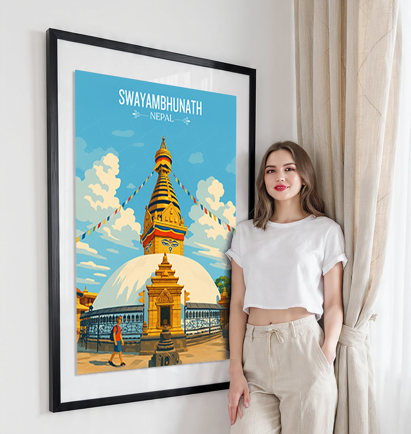 Swayambhunath - Nepal - Travel Wall Art Deco Poster Print