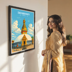 Swayambhunath - Nepal - Travel Wall Art Deco Poster Print