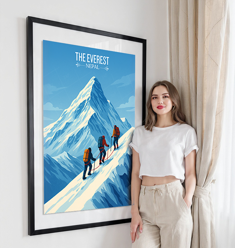 The Everest - Nepal - Travel Wall Art Deco Poster Print