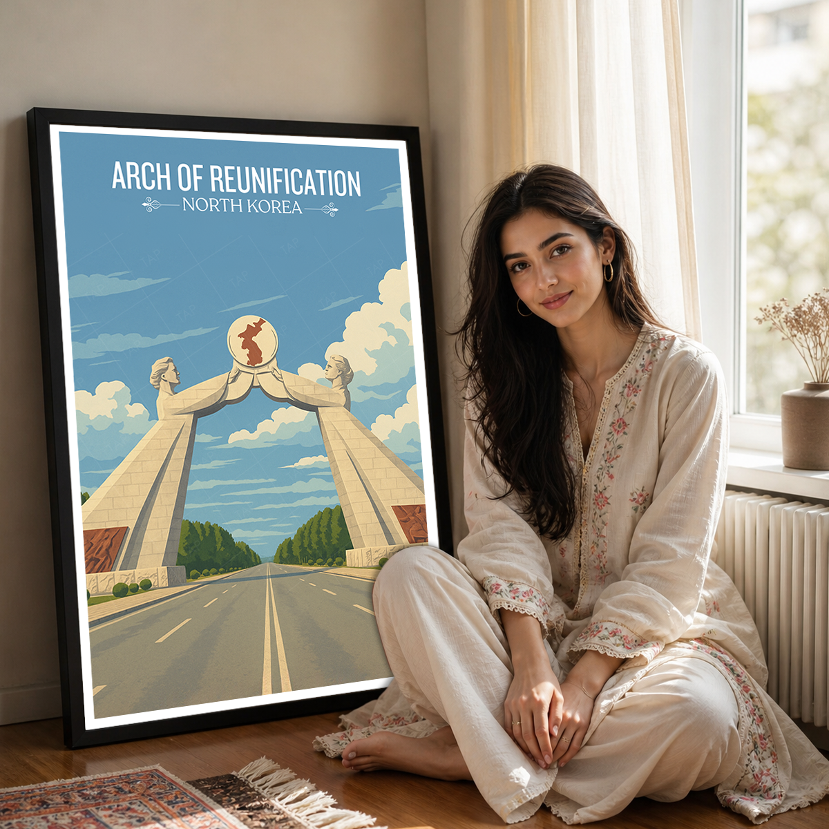 Arch of Reunification - North Korea - Travel Wall Art Deco Poster Print