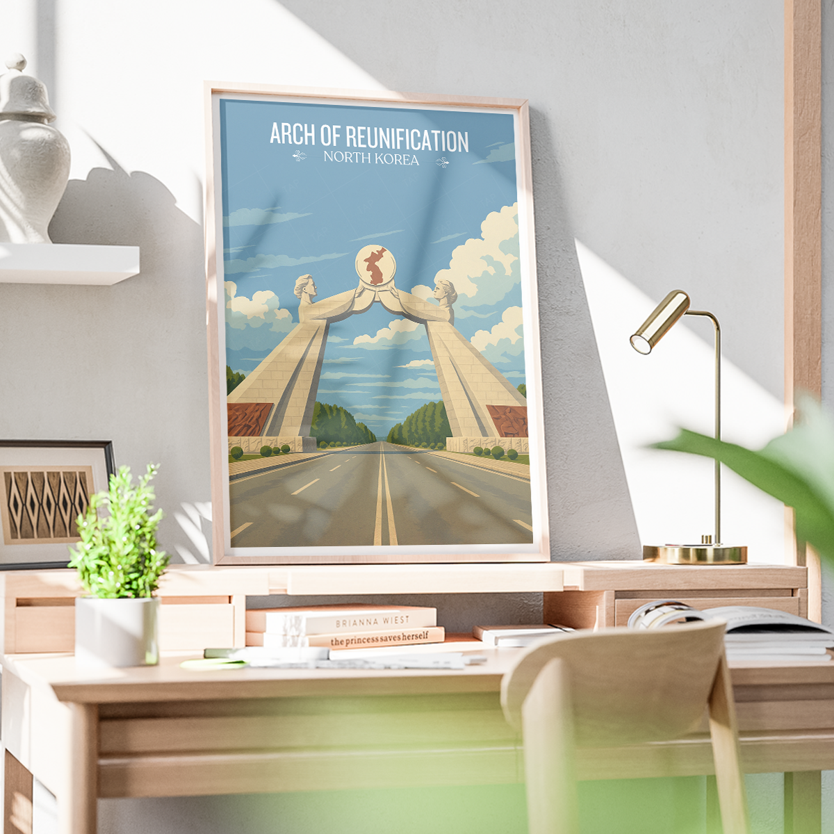 Arch of Reunification - North Korea - Travel Wall Art Deco Poster Print