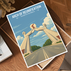 Arch of Reunification - North Korea - Travel Wall Art Deco Poster Print
