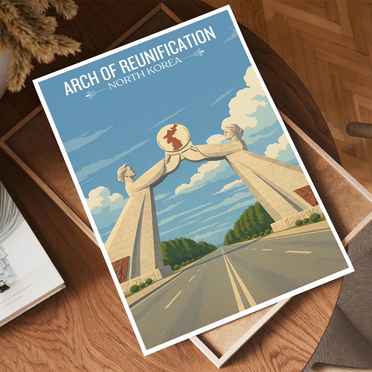 Arch of Reunification - North Korea - Travel Wall Art Deco Poster Print