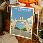 Arch of Reunification - North Korea - Travel Wall Art Deco Poster Print