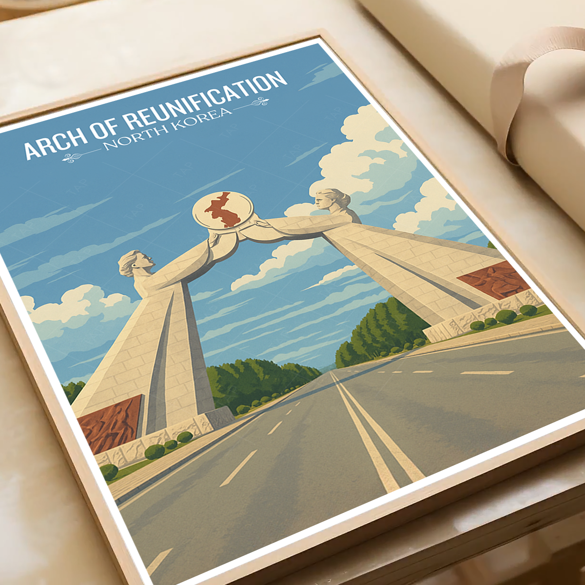 Arch of Reunification - North Korea - Travel Wall Art Deco Poster Print
