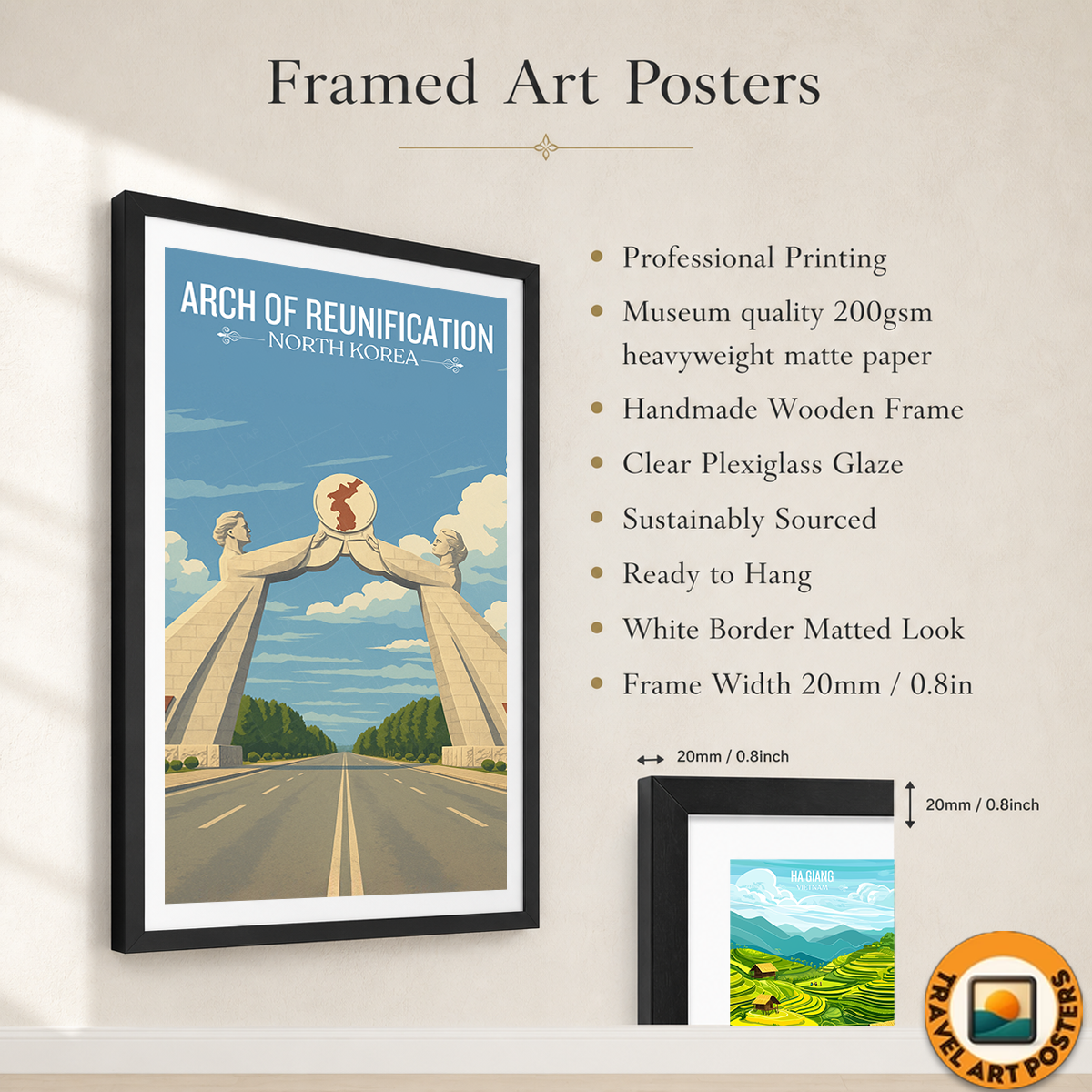Arch of Reunification - North Korea - Travel Wall Art Deco Poster Print