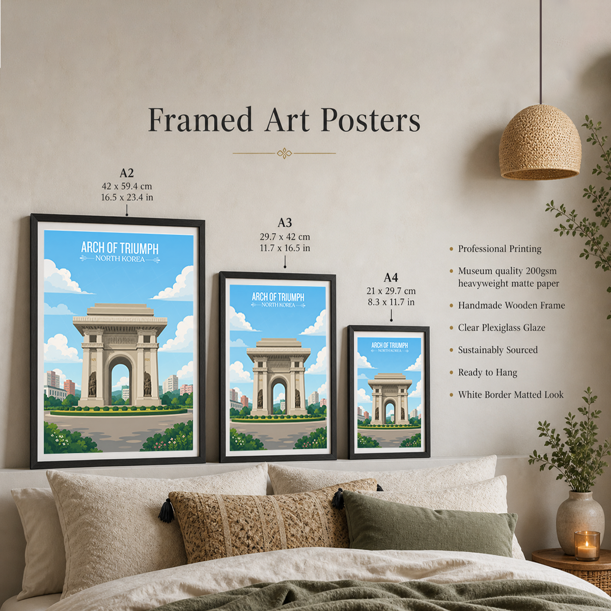 Arch of Triumph - North Korea - Travel Wall Art Deco Poster Print