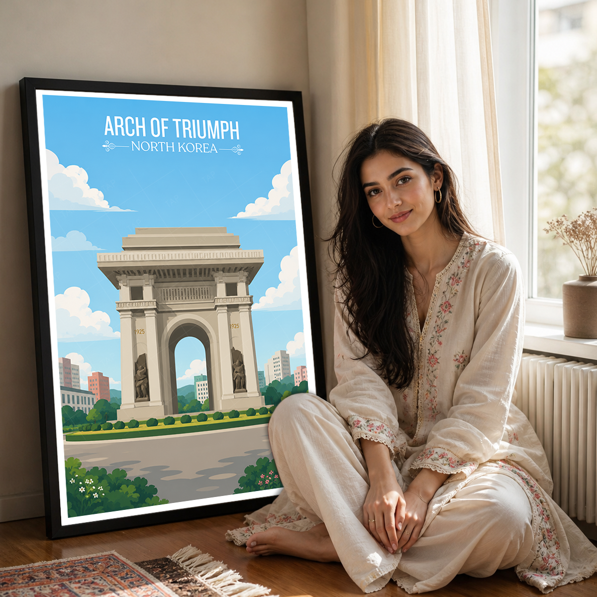 Arch of Triumph - North Korea - Travel Wall Art Deco Poster Print