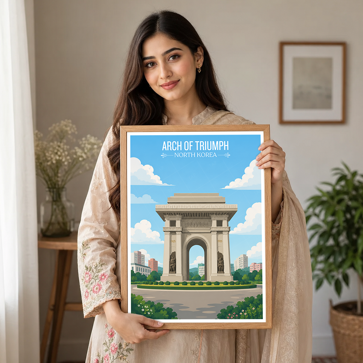 Arch of Triumph - North Korea - Travel Wall Art Deco Poster Print