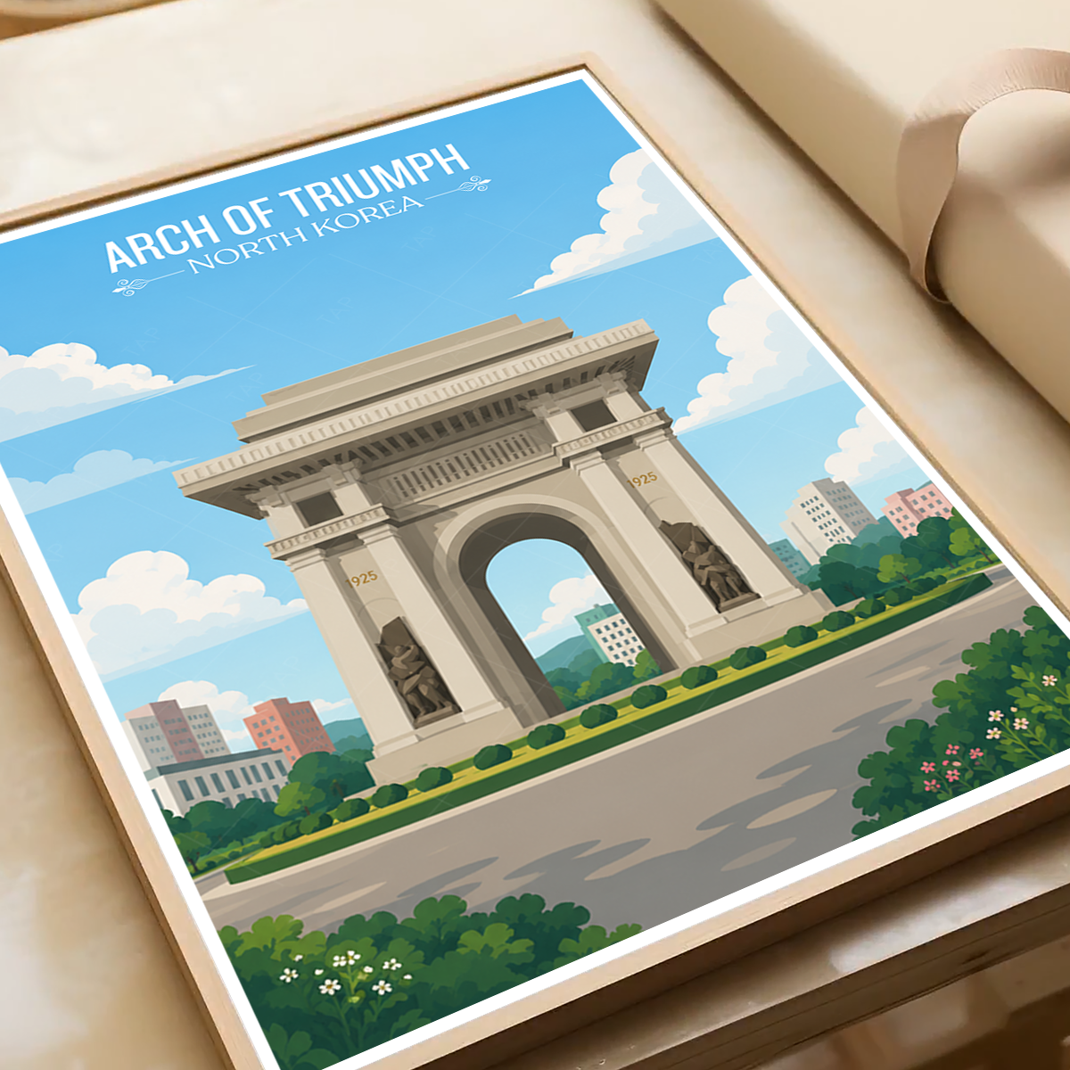 Arch of Triumph - North Korea - Travel Wall Art Deco Poster Print