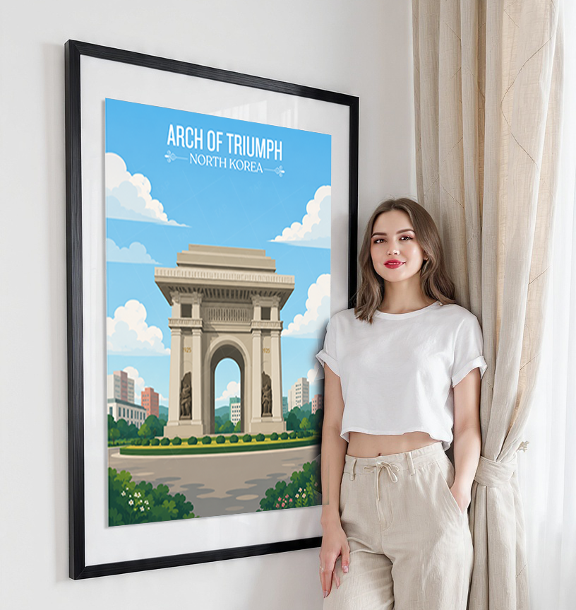 Arch of Triumph - North Korea - Travel Wall Art Deco Poster Print