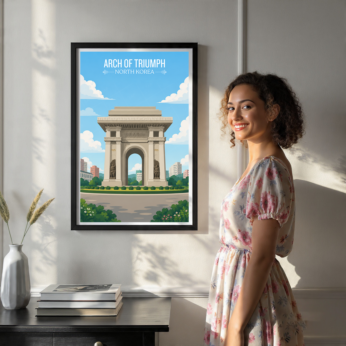 Arch of Triumph - North Korea - Travel Wall Art Deco Poster Print