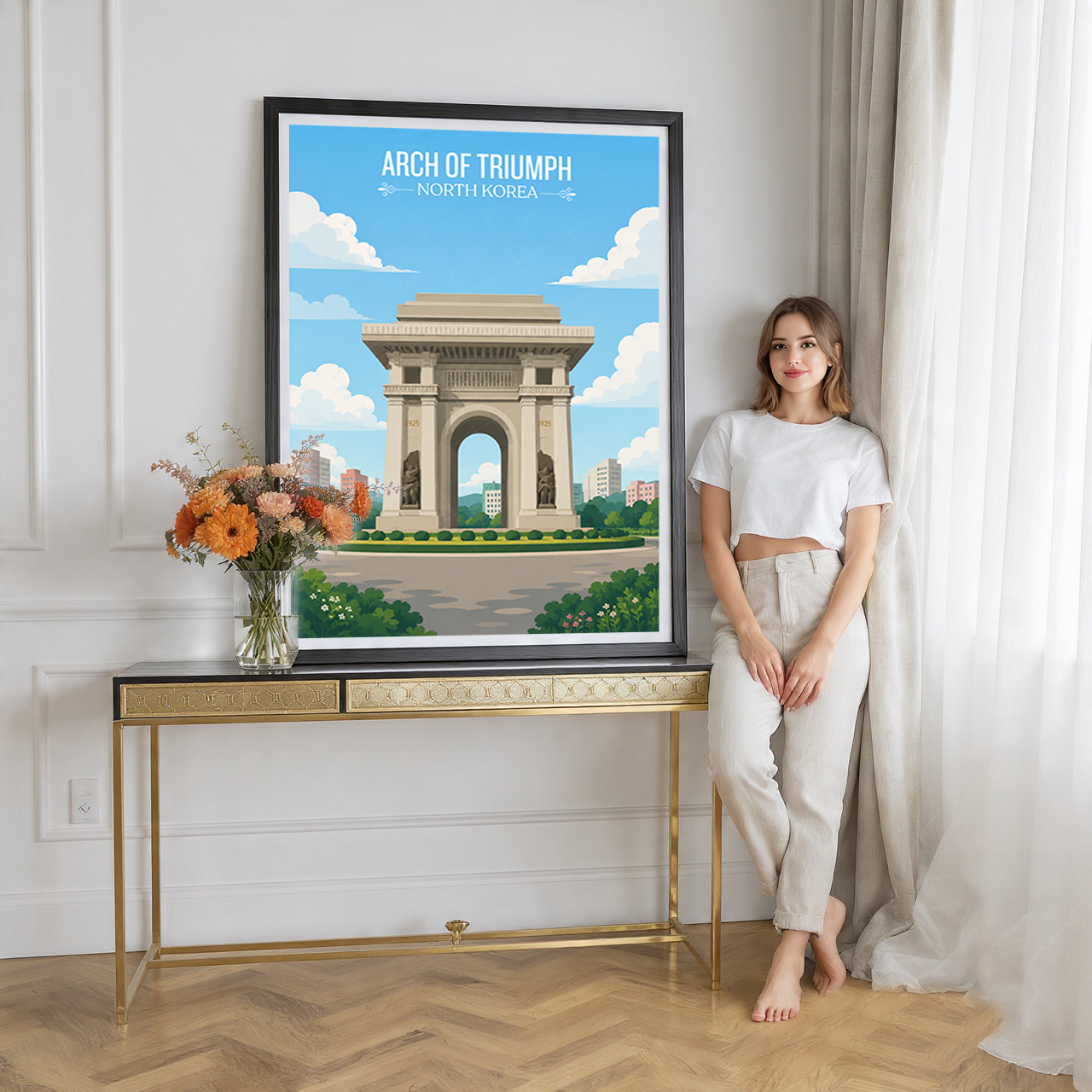 Arch of Triumph - North Korea - Travel Wall Art Deco Poster Print