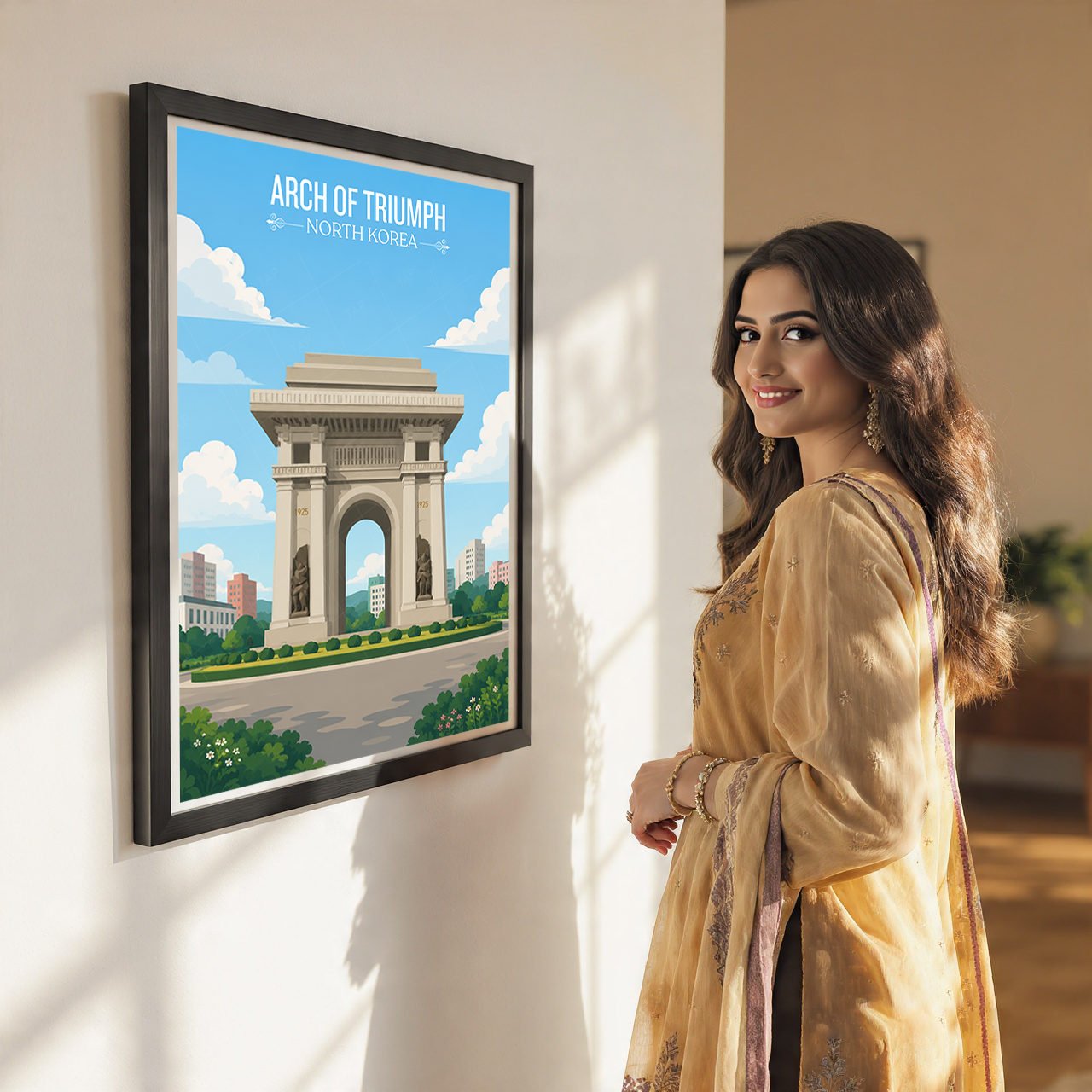 Arch of Triumph - North Korea - Travel Wall Art Deco Poster Print