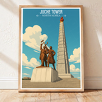 Juche Tower - North Korea - Travel Wall Art Deco Poster Print