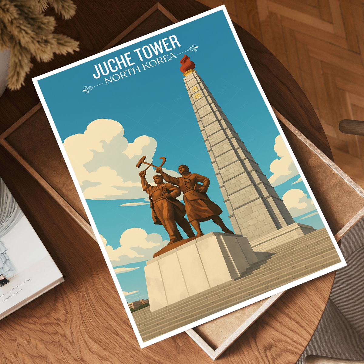 Juche Tower - North Korea - Travel Wall Art Deco Poster Print