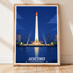 Juche Tower - North Korea - Travel Wall Art Deco Poster Print