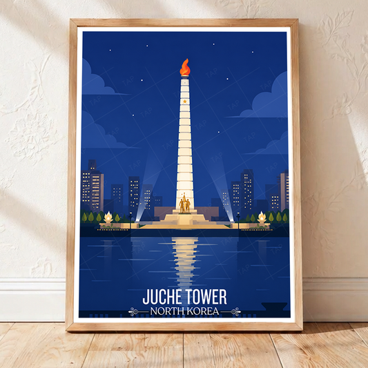 Juche Tower - North Korea - Travel Wall Art Deco Poster Print - Art Print - Travel Art Poster