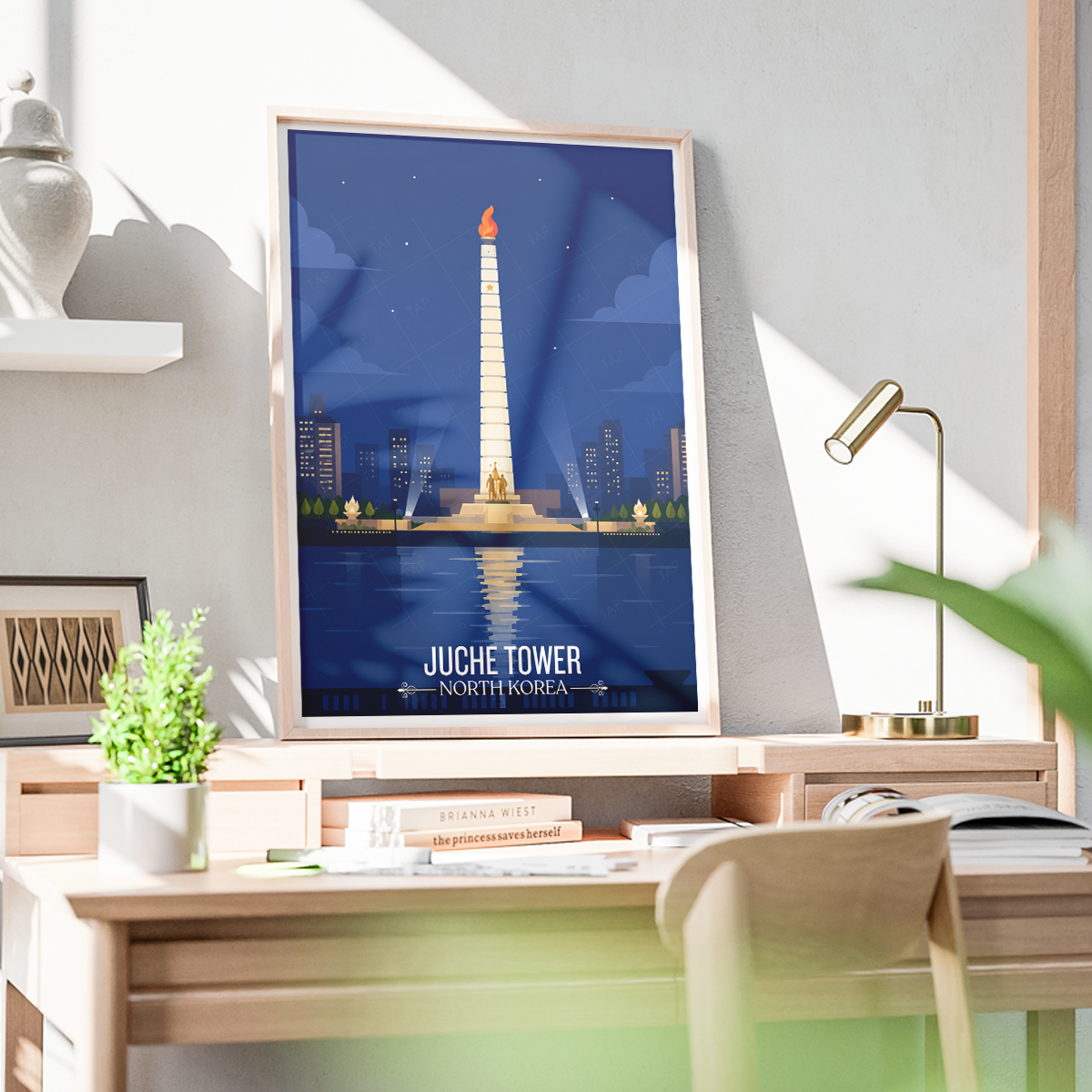 Juche Tower - North Korea - Travel Wall Art Deco Poster Print