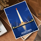 Juche Tower - North Korea - Travel Wall Art Deco Poster Print