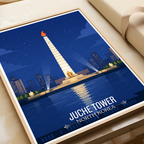 Juche Tower - North Korea - Travel Wall Art Deco Poster Print