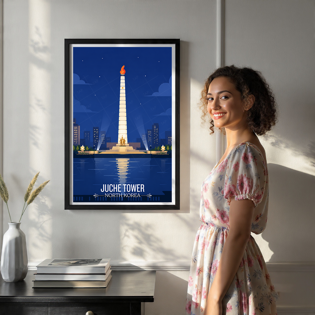 Juche Tower - North Korea - Travel Wall Art Deco Poster Print