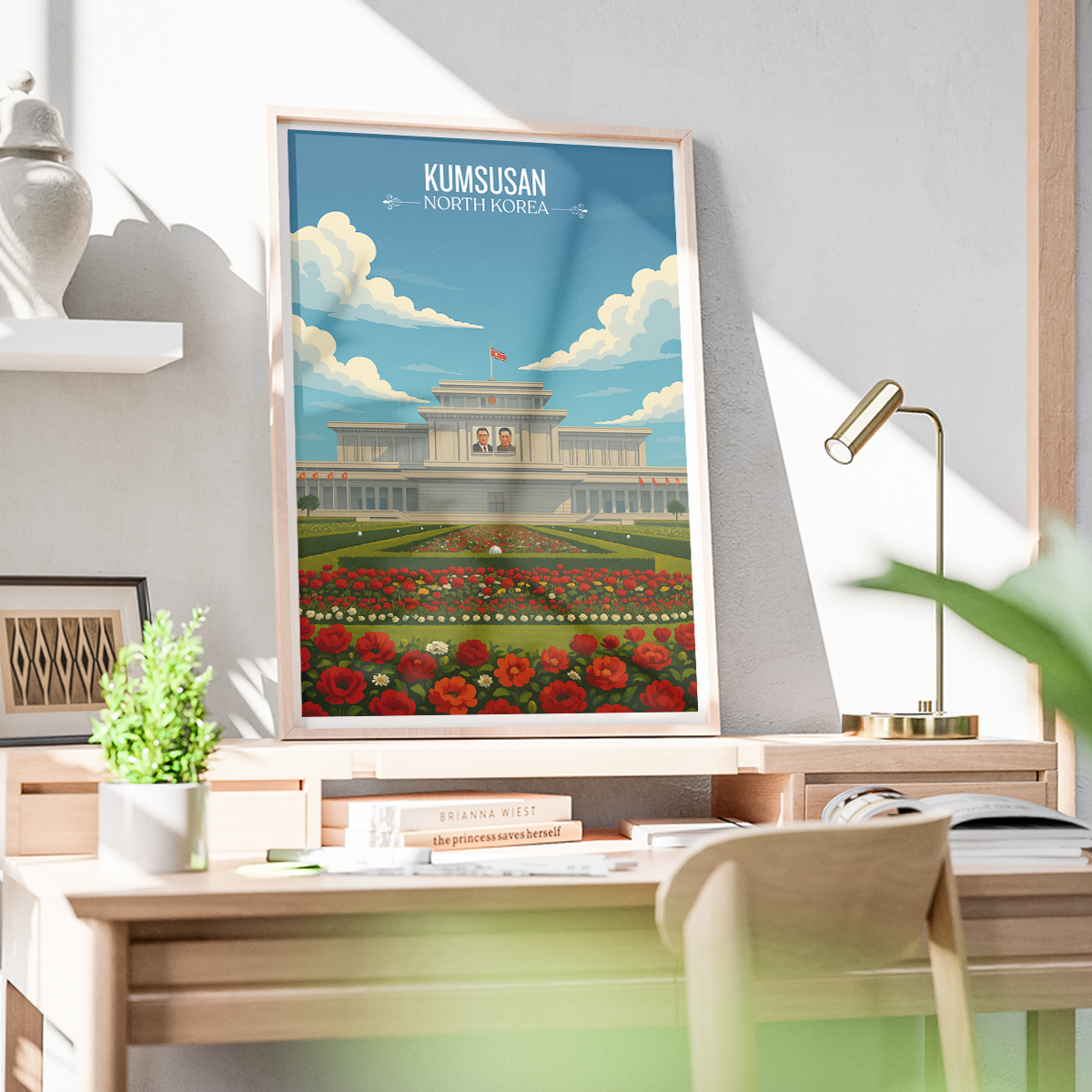 Kumsusan Palace of Sun - North Korea - Travel Wall Art Deco Poster Print