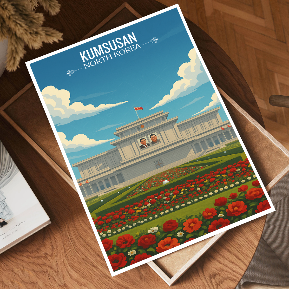 Kumsusan Palace of Sun - North Korea - Travel Wall Art Deco Poster Print