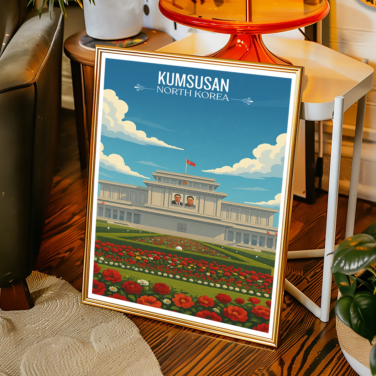 Kumsusan Palace of Sun - North Korea - Travel Wall Art Deco Poster Print
