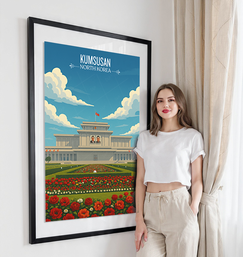 Kumsusan Palace of Sun - North Korea - Travel Wall Art Deco Poster Print