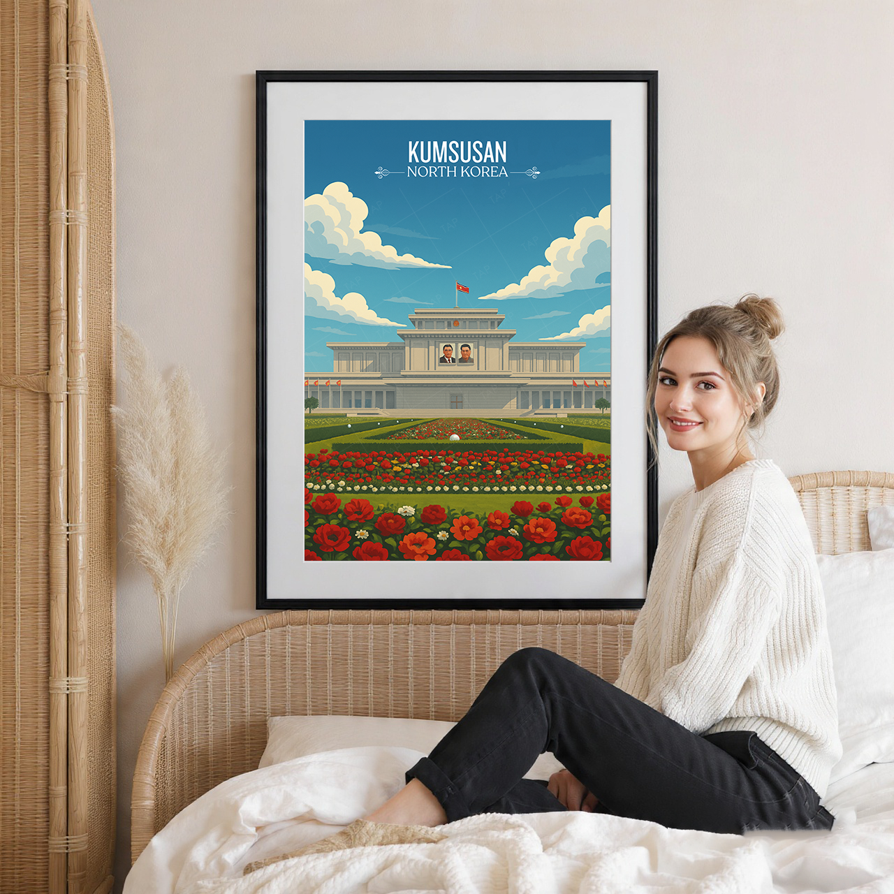 Kumsusan Palace of Sun - North Korea - Travel Wall Art Deco Poster Print