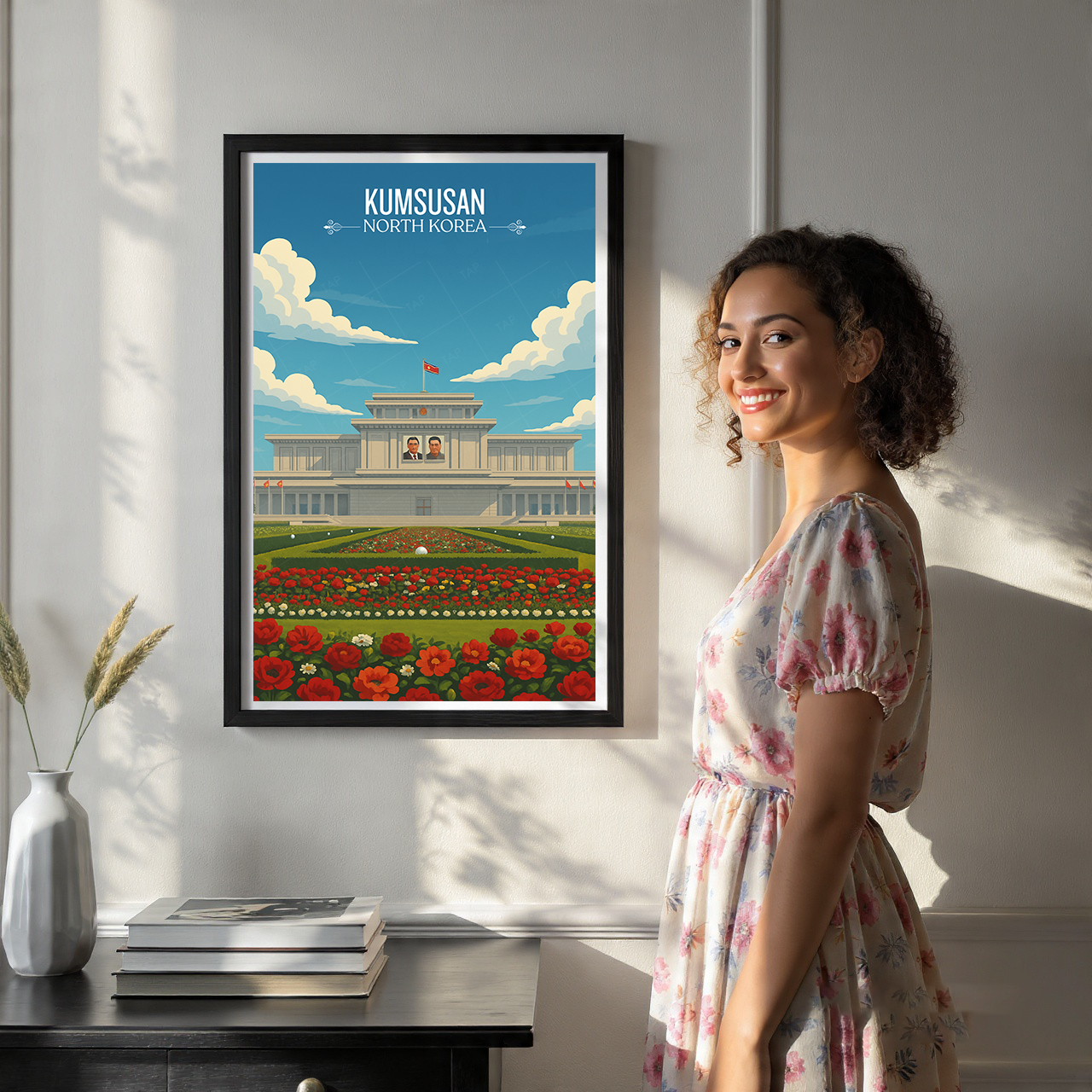 Kumsusan Palace of Sun - North Korea - Travel Wall Art Deco Poster Print
