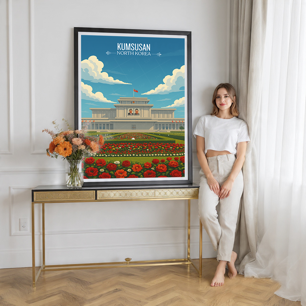 Kumsusan Palace of Sun - North Korea - Travel Wall Art Deco Poster Print