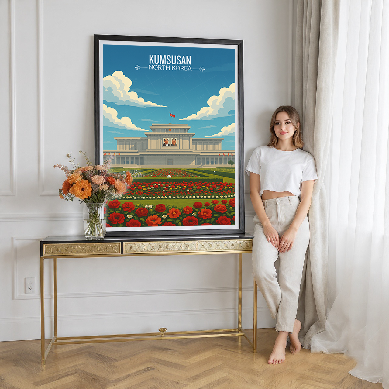 Kumsusan Palace of Sun - North Korea - Travel Wall Art Deco Poster Print