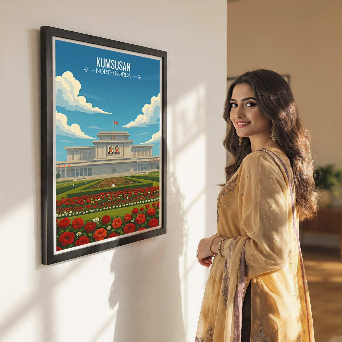 Kumsusan Palace of Sun - North Korea - Travel Wall Art Deco Poster Print