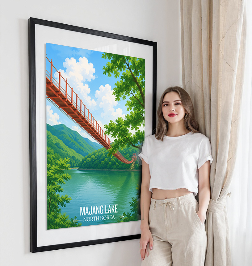 Majang Lake - North Korea - Travel Wall Art Deco Poster Print