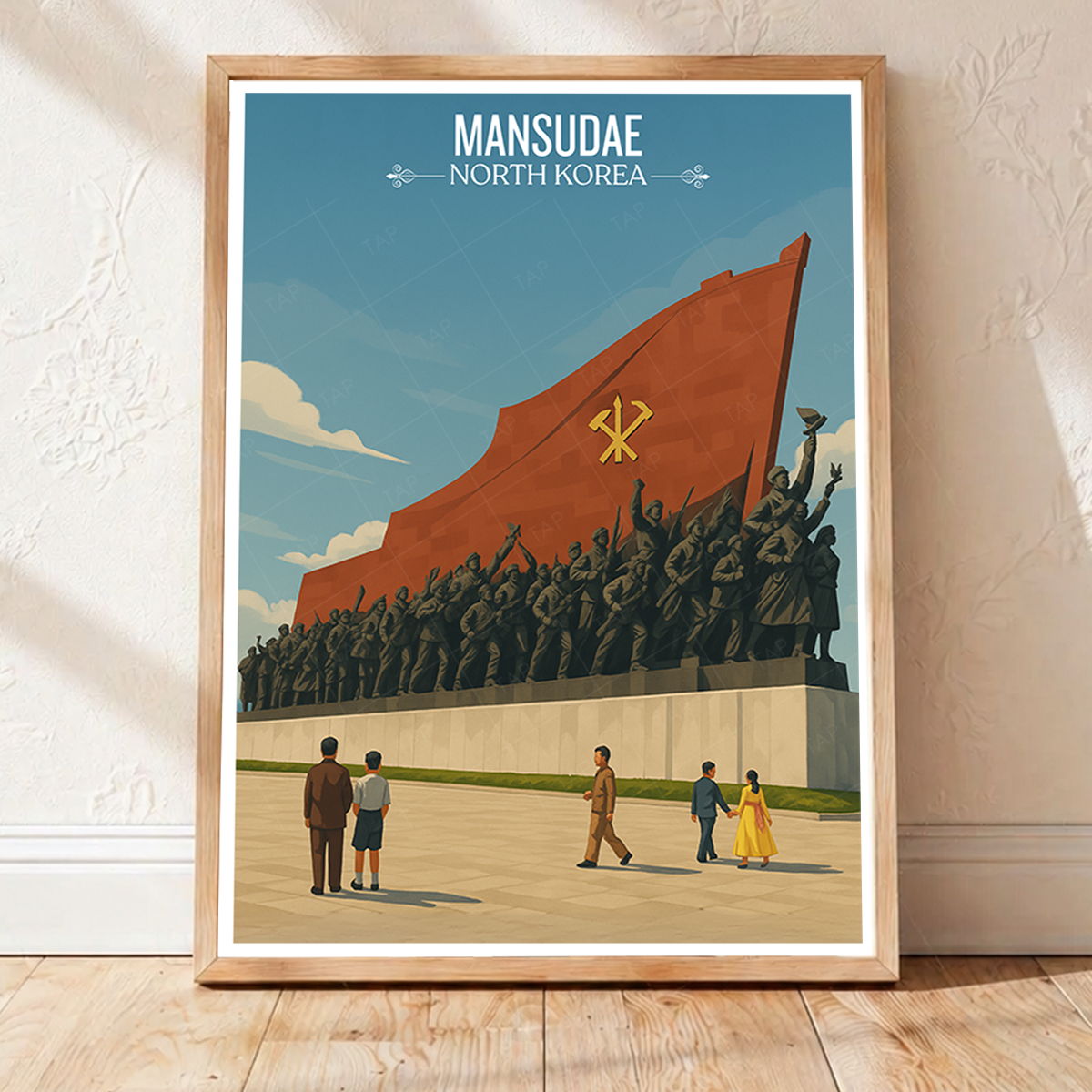 Mansudae Grand Monument - North Korea - Travel Wall Art Deco Poster Print