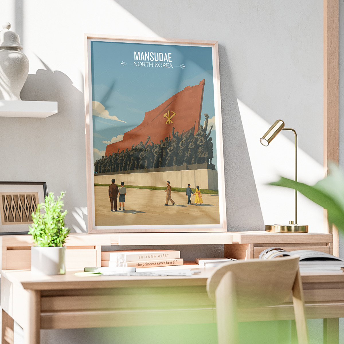 Mansudae Grand Monument - North Korea - Travel Wall Art Deco Poster Print