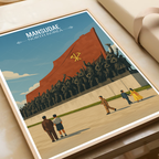 Mansudae Grand Monument - North Korea - Travel Wall Art Deco Poster Print