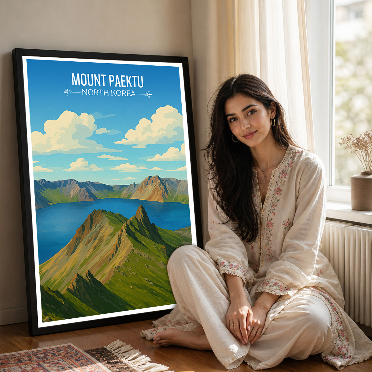 Mount Paektu - North Korea - Travel Wall Art Deco Poster Print
