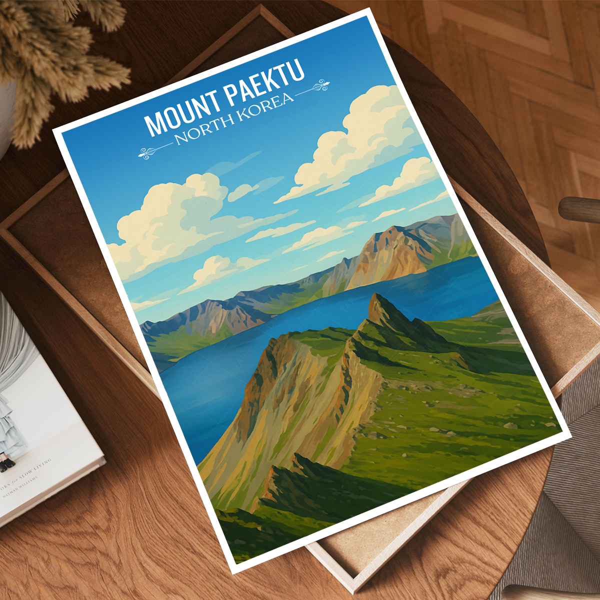 Mount Paektu - North Korea - Travel Wall Art Deco Poster Print