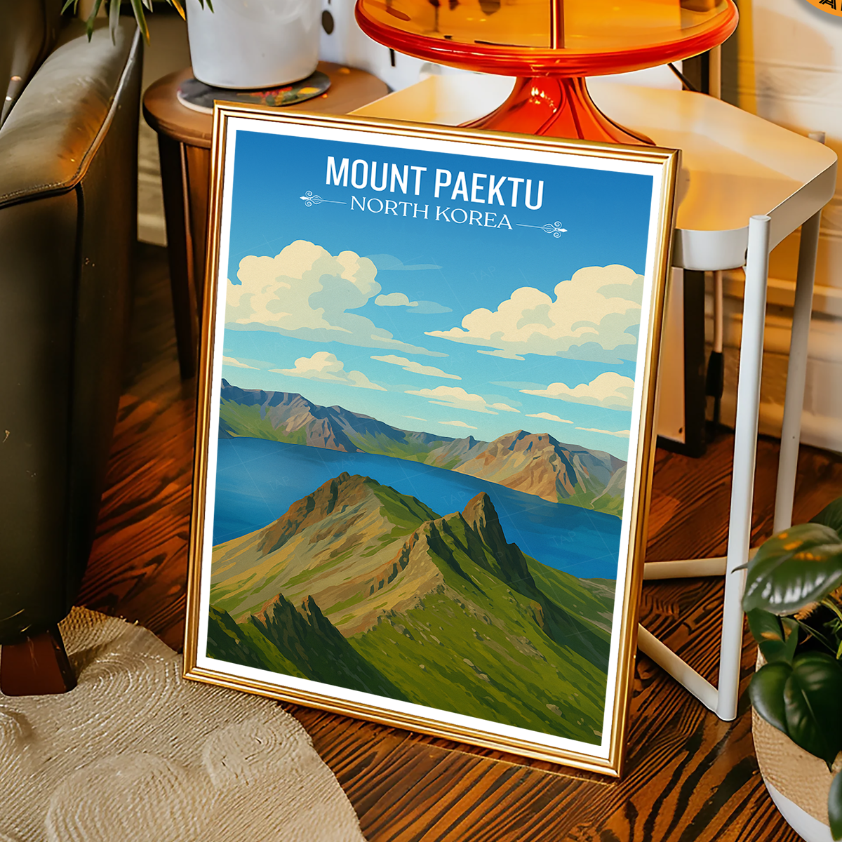 Mount Paektu - North Korea - Travel Wall Art Deco Poster Print
