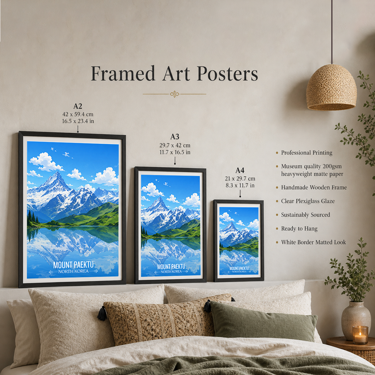 Mount Paektu - North Korea - Travel Wall Art Deco Poster Print