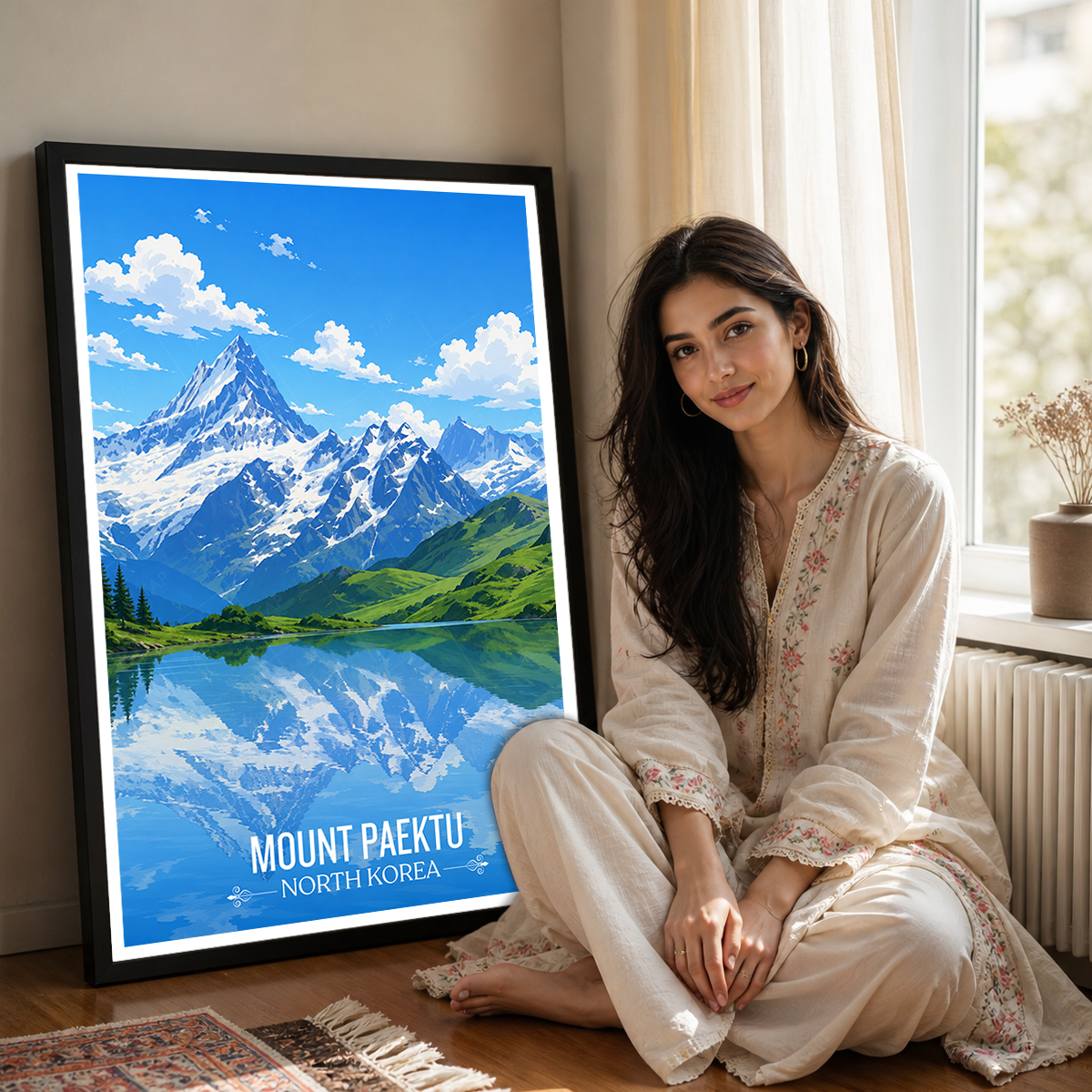 Mount Paektu - North Korea - Travel Wall Art Deco Poster Print